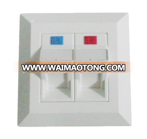 Dual Port Beveled Type Network UTP Cat5e CAT6 Wall Faceplate